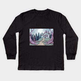 Halloween Dracula Vampire Mansion Kids Long Sleeve T-Shirt